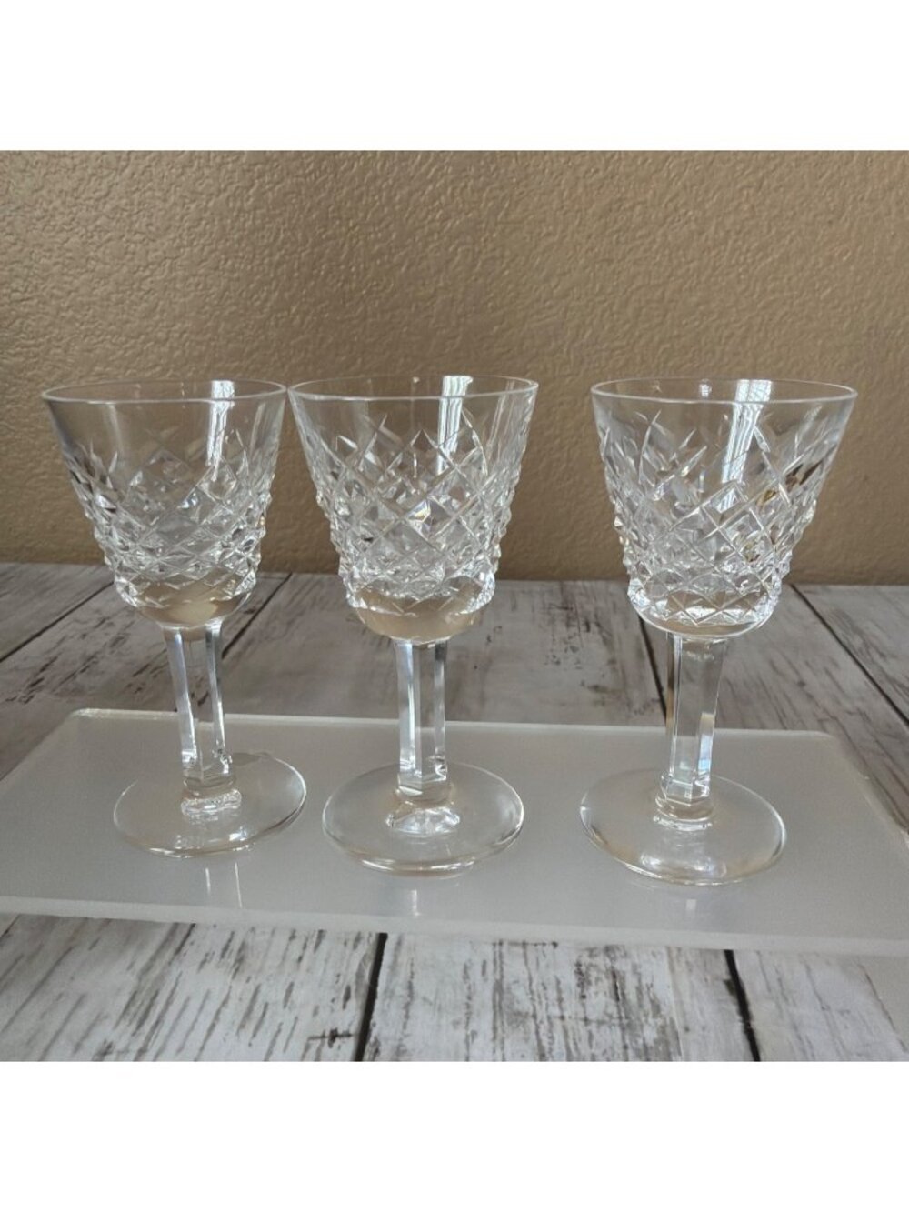 3 X Waterford Crystal ALANA 3 3/8" Cordial/Liqueur Glasses Diamond Cut Gothic Ma